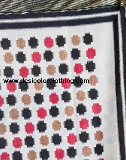 Cream Silk Printed Saree