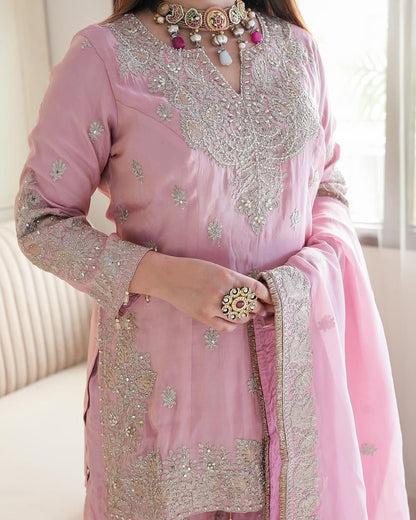 Product Image - Elegant Designer Georgette Saree with Heavy Embroidery - Festive Wear