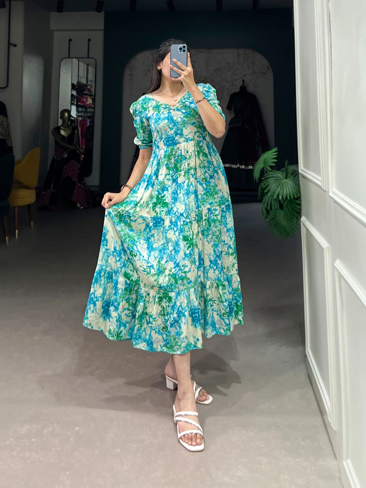 Elegant Rayon Stitched Frock - Three Layers of Endless Charm