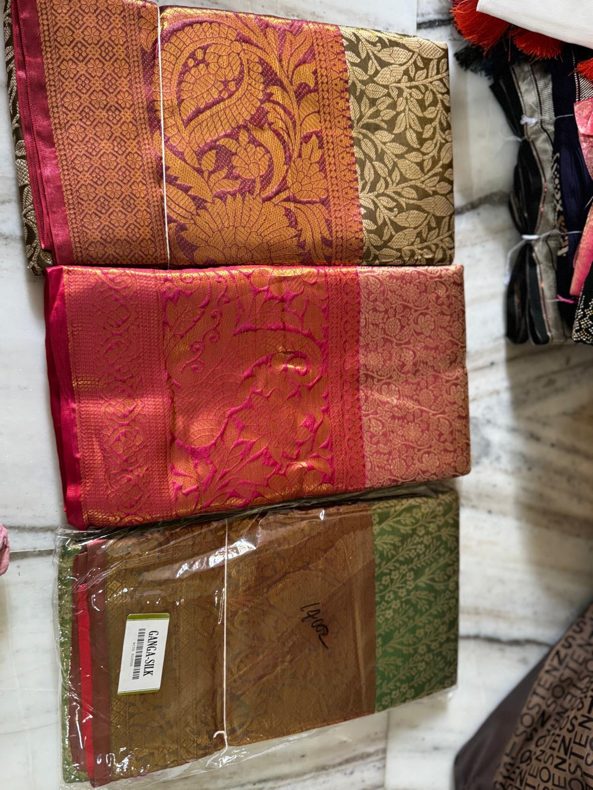 Exquisite Kachipuram Bridal Tissue Saree DesiColorClothing