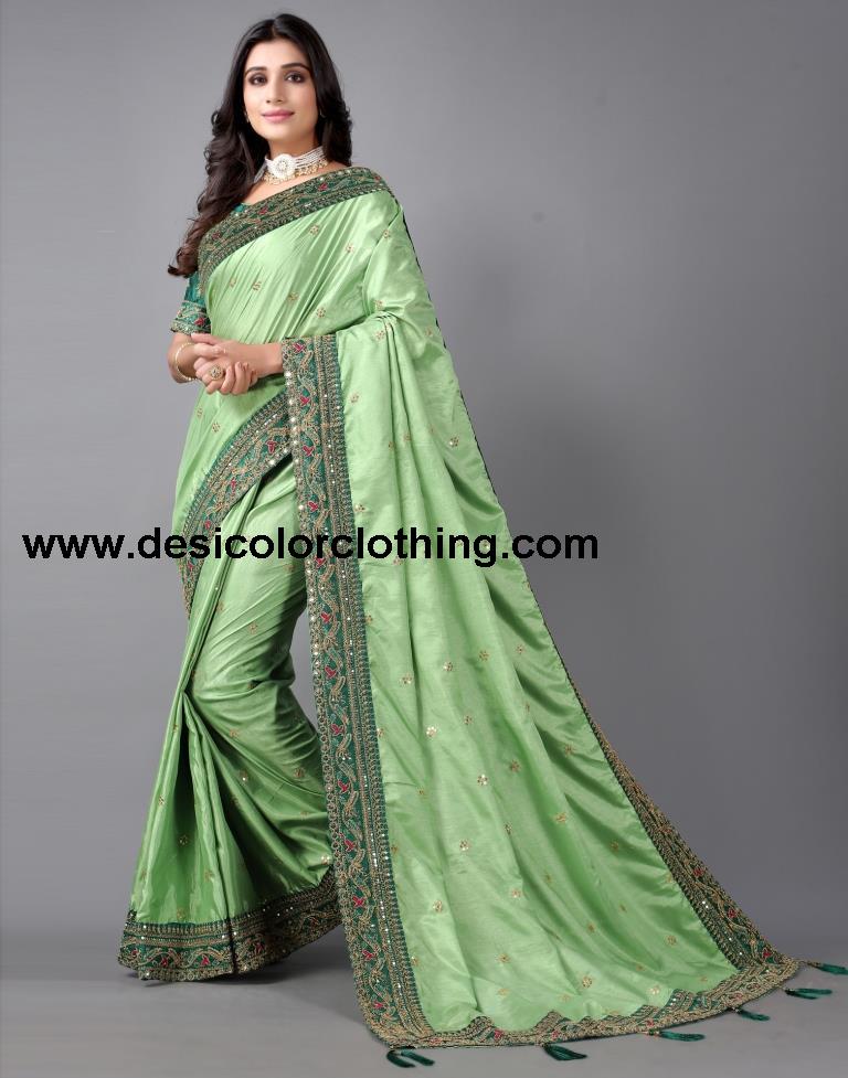 Pista Green Silk Saree | 2244S182