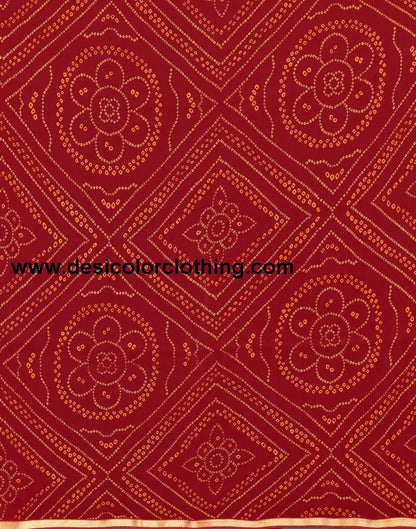 Red Bandhani Printed Saree