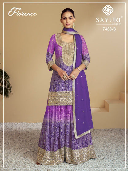 Product Image - Designer Florence Color Georgette Ethnic Wear - Festive & Wedding Outfit