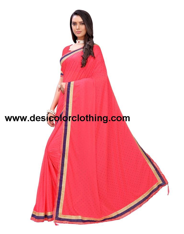 Pink Coloured Lycra Foil Printed Casual saree