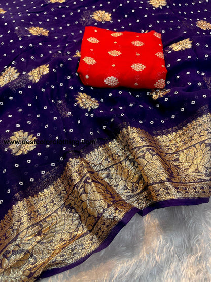Georgette Saree Viscose Georgette Saree Additional Work With Contrast Viscose Georgette Blouse