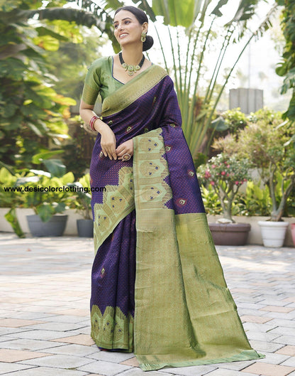 Pista Green Jacquard Silk Saree