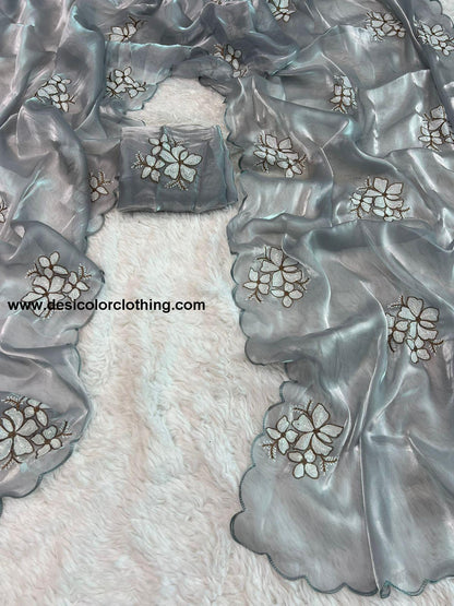 Pure Glass Jimmy Chu Chiffon Saree Collection*
