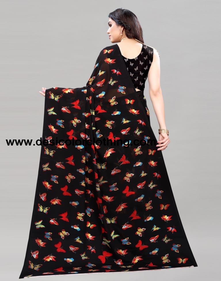 Black Printed Saree | 2098S668
