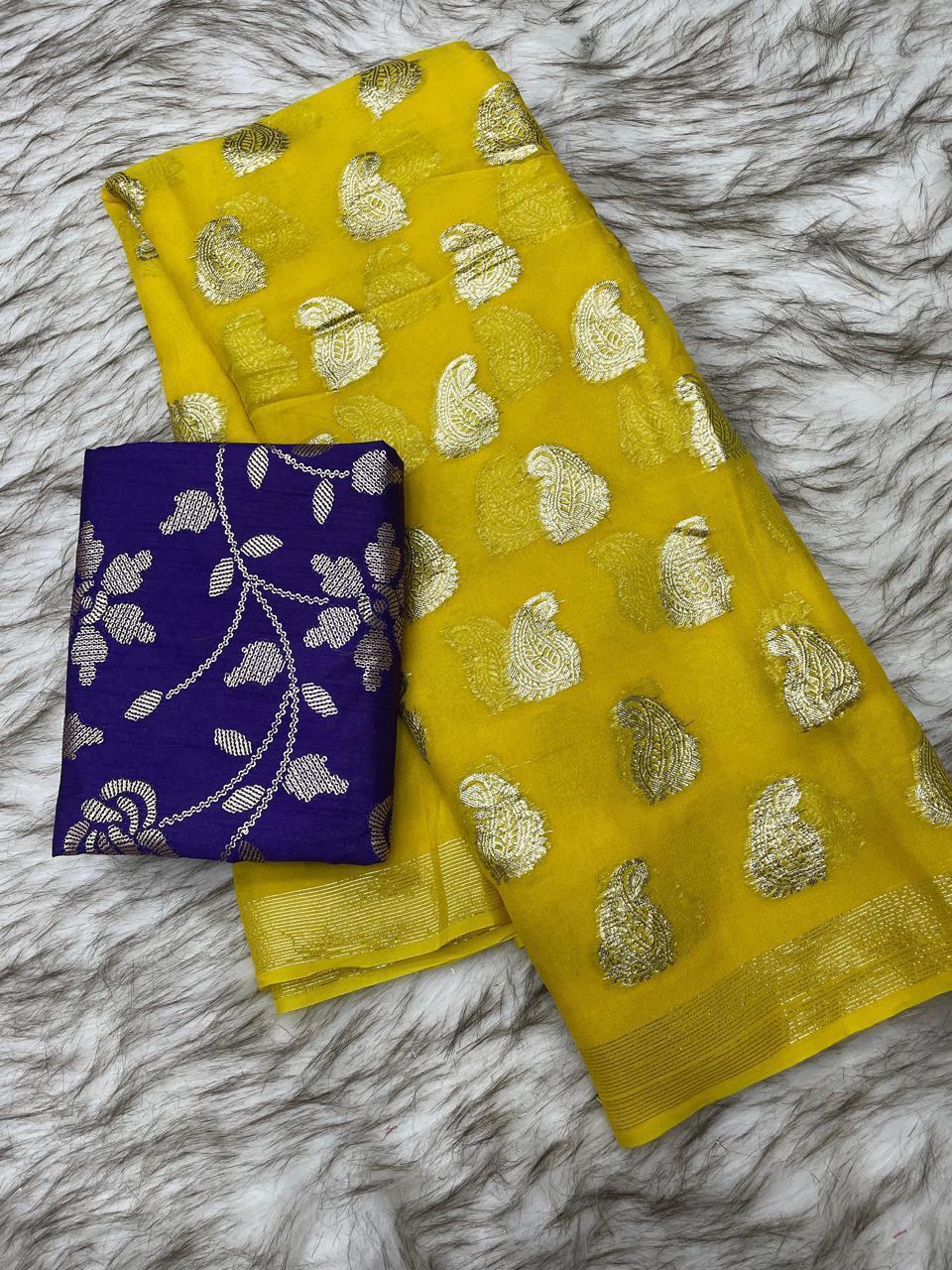 Product Image - Elegant Viscose Georgette Saree with Heavy Sequence Blouse - Festive Wear