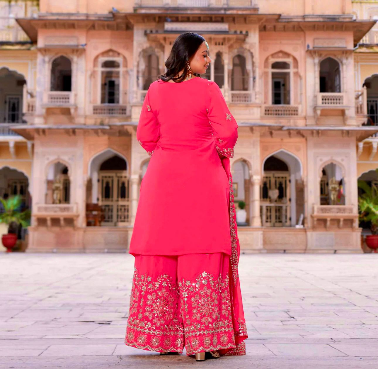 Product Image - Exquisite Pure Georgette Top-Plazzo With Dupatta Set - Ready to Wear