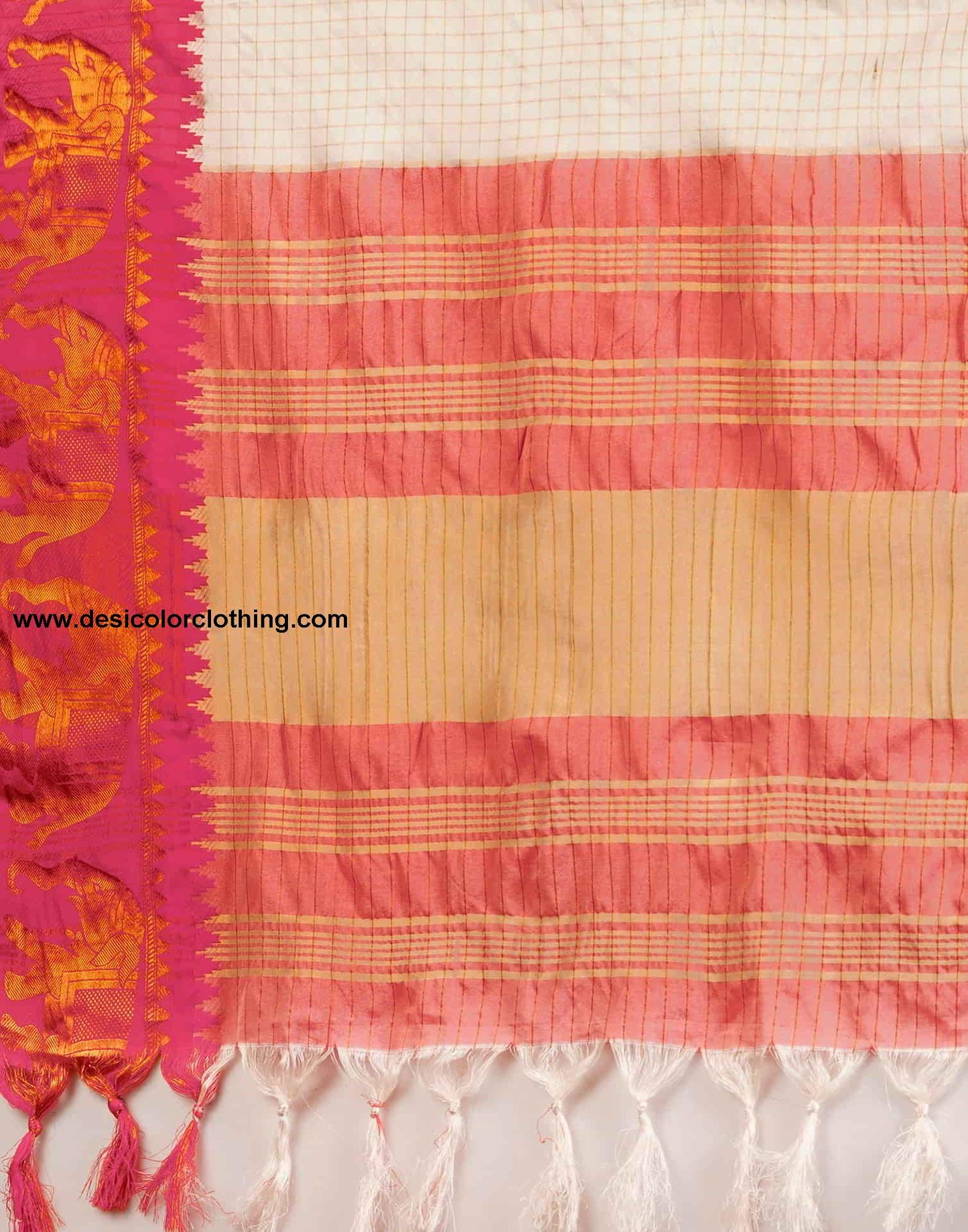 Cream Kanjivaram Silk Woven Saree