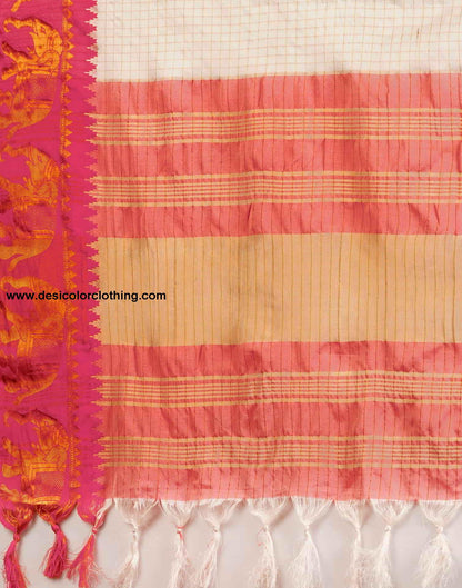 Cream Kanjivaram Silk Woven Saree