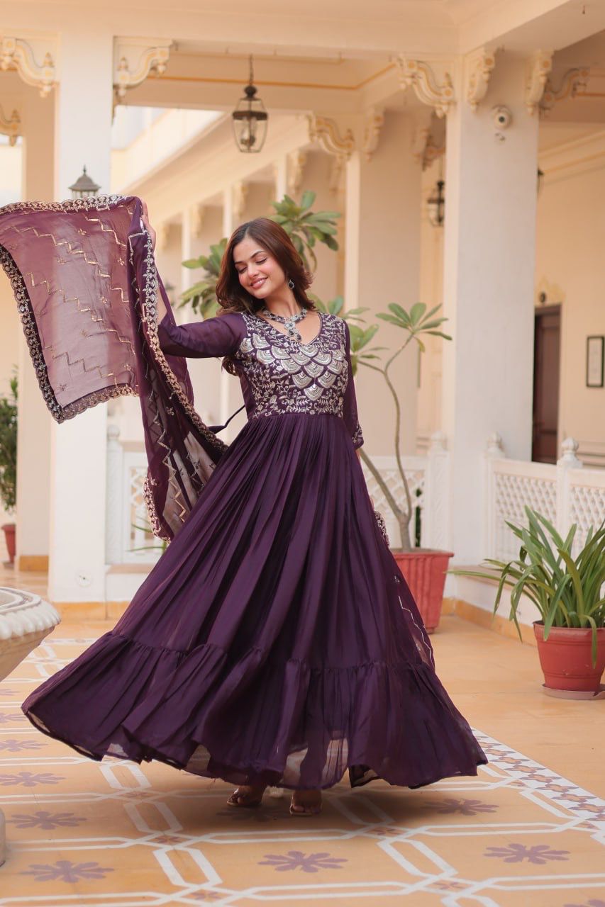 Product Image - Shree Ram Creation - Elegant Festival Gown with Dupatta