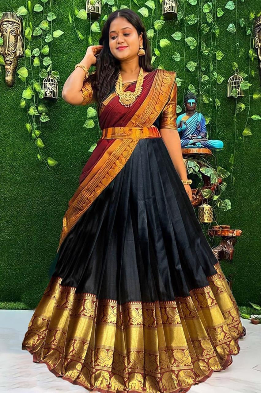 Product Image - Elegant Black Traditional Lehenga - Perfect for Special Occasions - 1