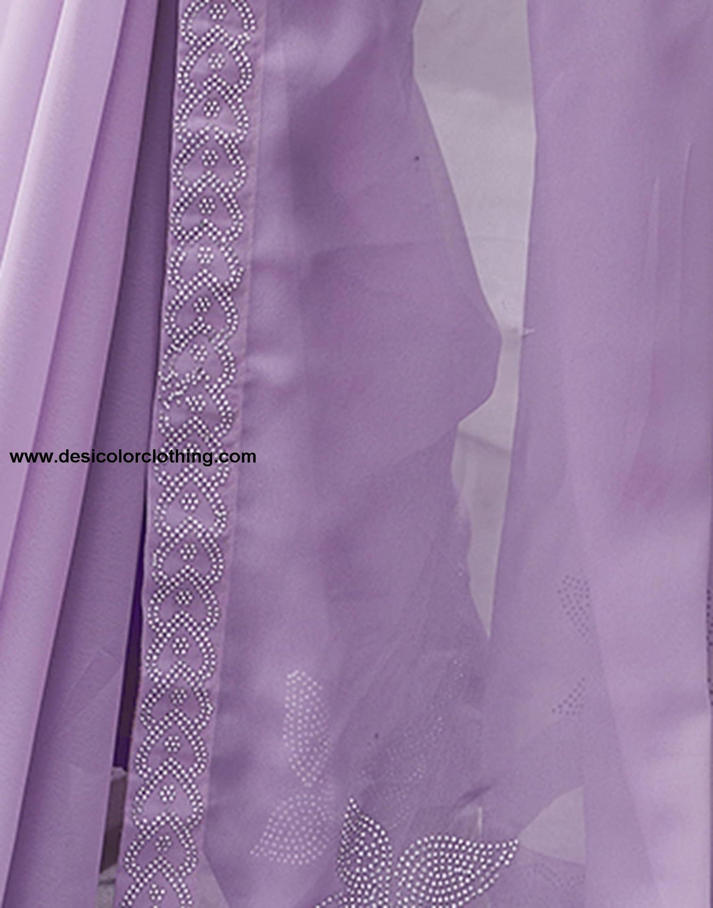 Purple Swarovski Georgette Stone Work Saree
