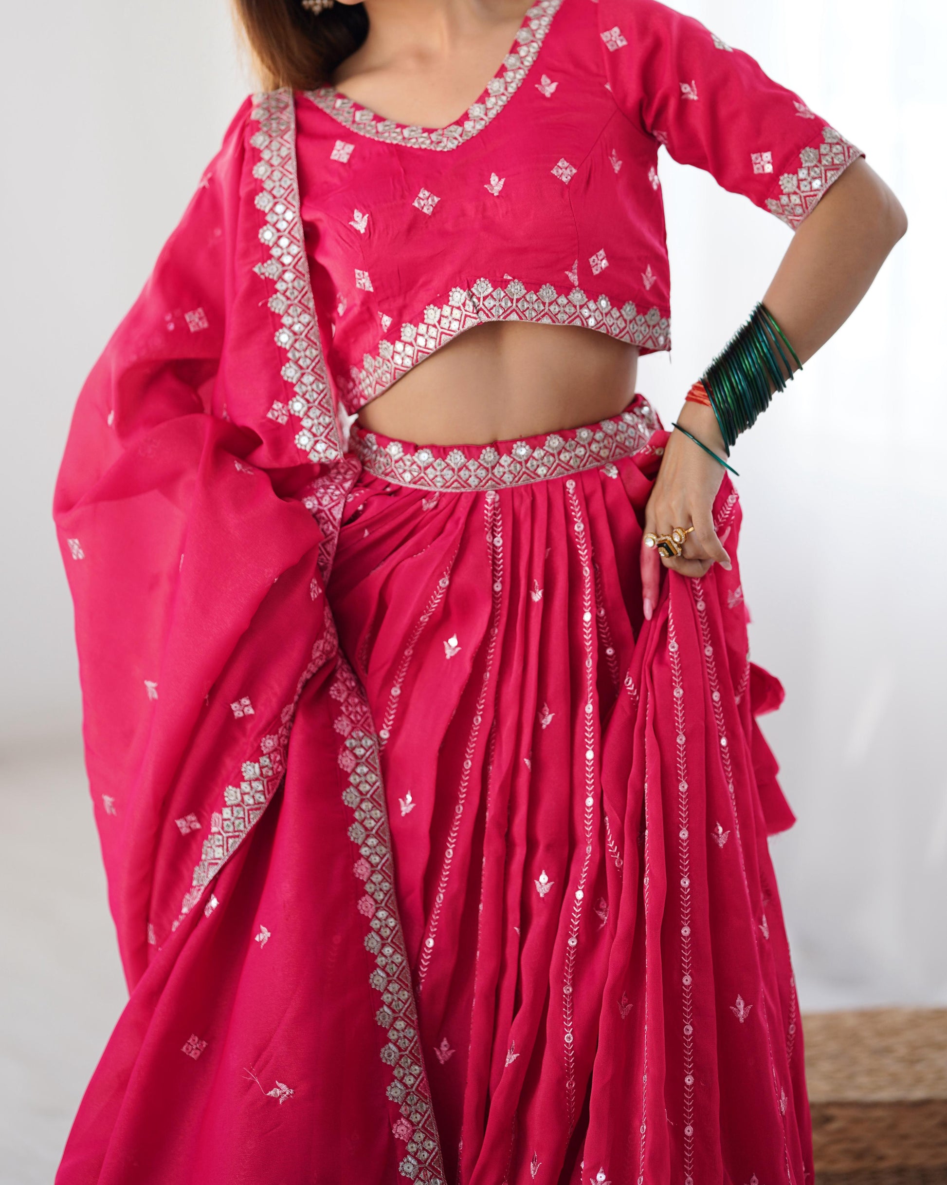 Product Image - Designer Lehengha - Shimmer Silk, Festival Ready