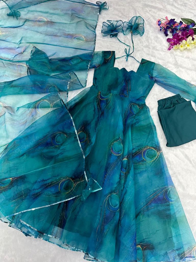 Product Image - Exclusive Ri8 Fashion Anarkali Suit - Digital Printed Organza Silk