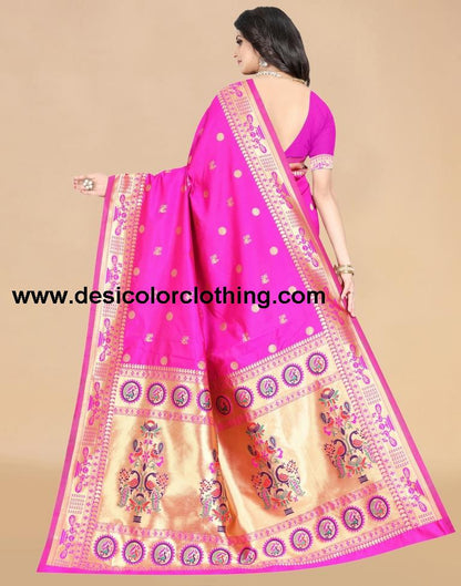 Pink Paithani Silk Saree