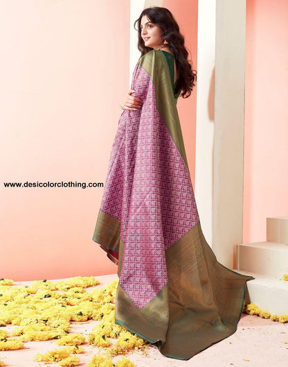 Dark Green Jacquard Silk Saree