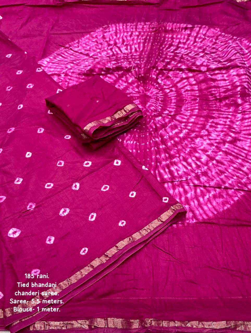 Product Image - Exquisite Pure Chanderi Hand Tie-Dye Bandhani Saree