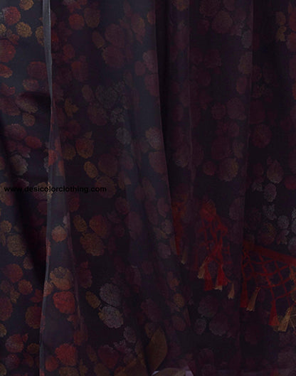 Black Georgette Printed Saree
