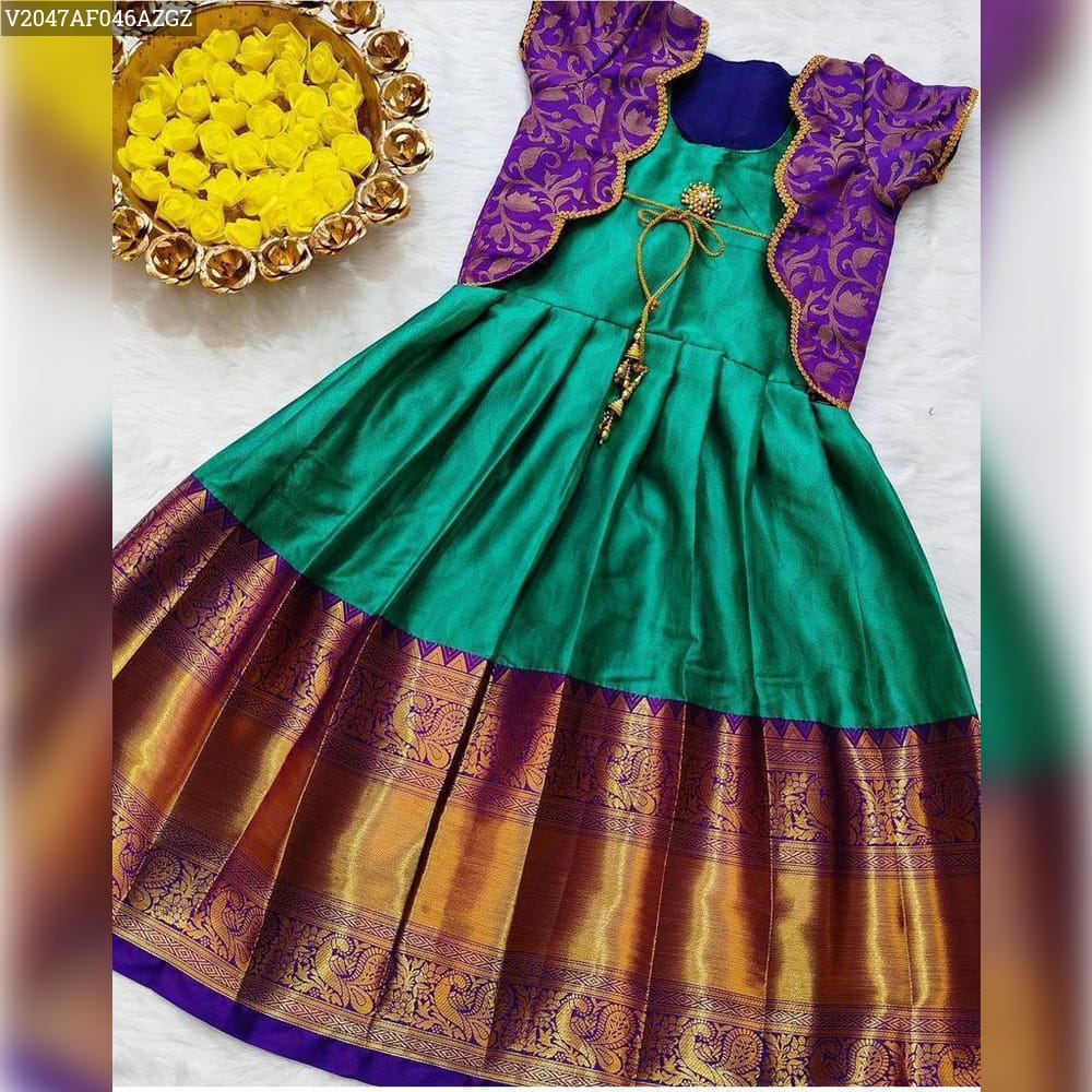 Product Image - Designer Zari Weaving Gown with Koti | Festive Wear Gown for All Ages