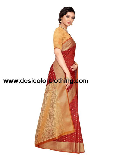 Red Coloured Poly Silk Jacquard Partywear saree