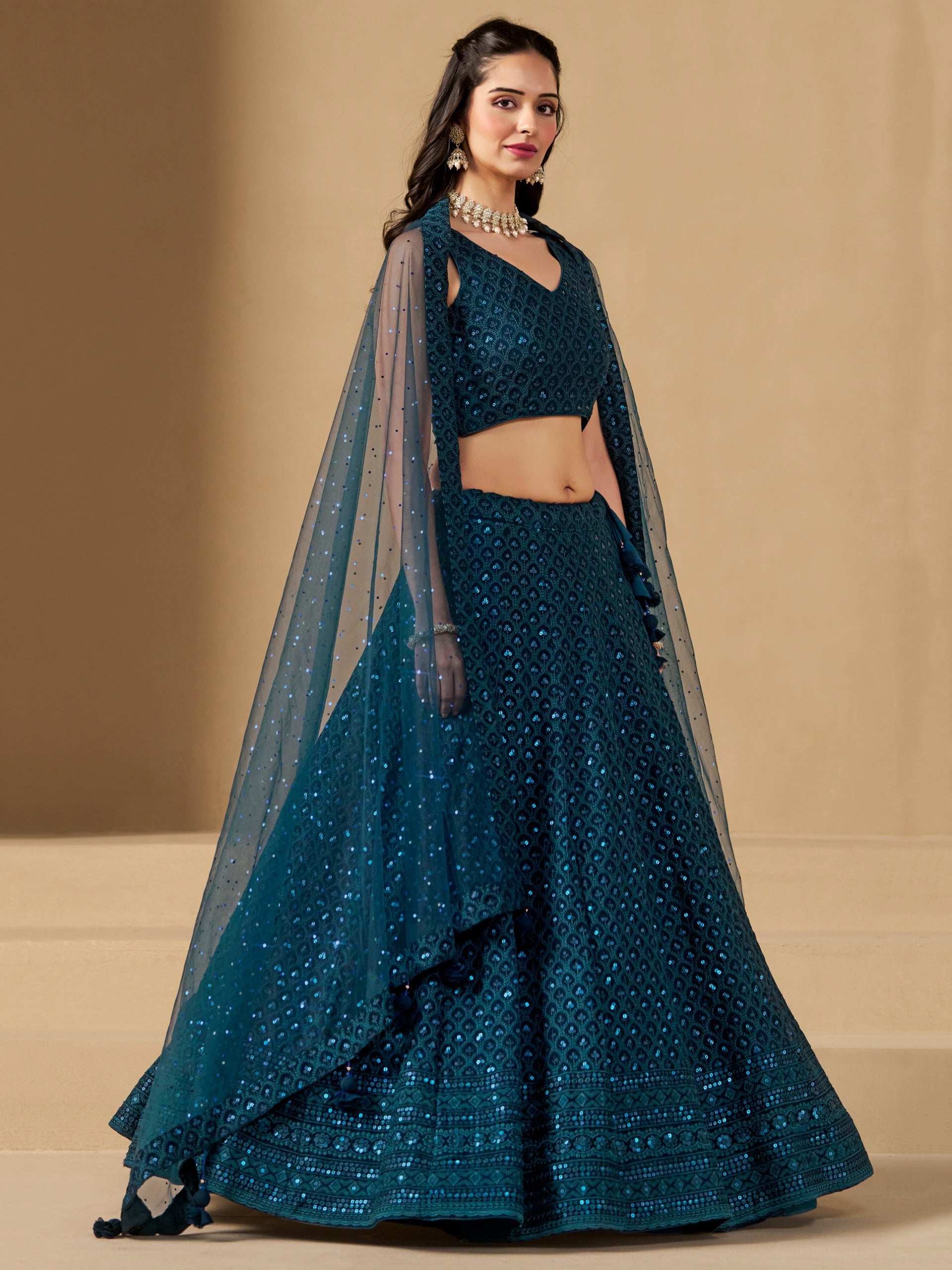 Product Image - Blue Georgette Bridesmaid Lehenga Choli