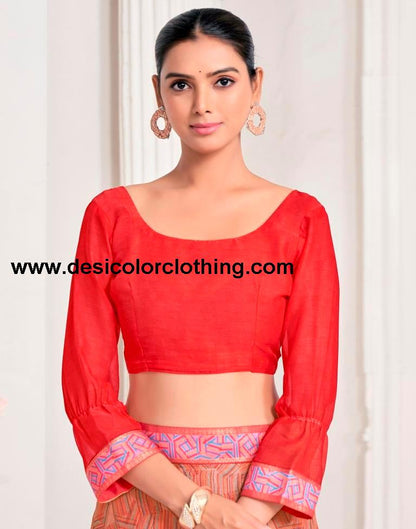 Dusty Peach Chiffon Printed Saree