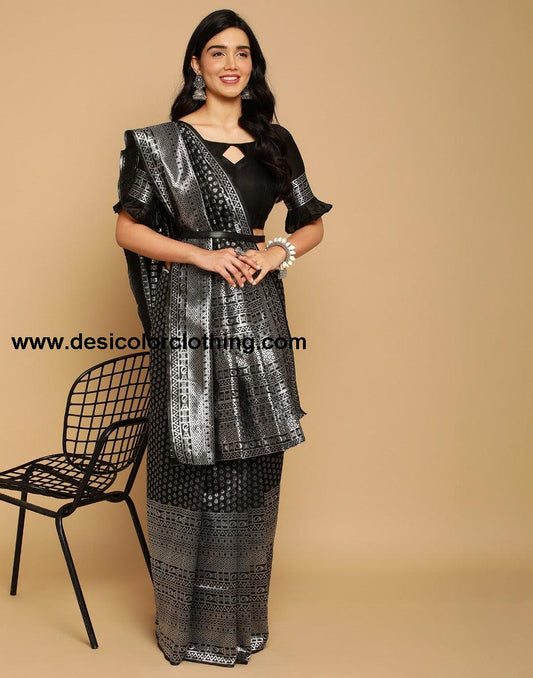 Black Banarasi Silk Saree