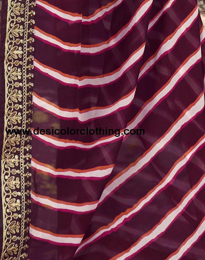 Wine Printed Georgette Saree