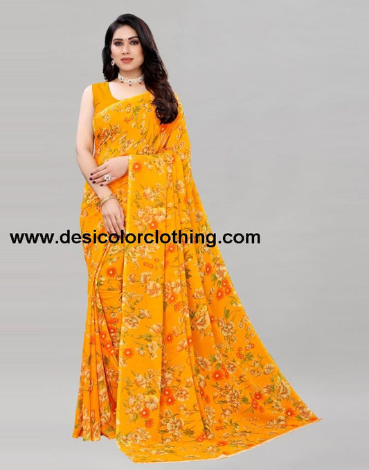 Turmeric Yellow Printed Saree | 2082S642