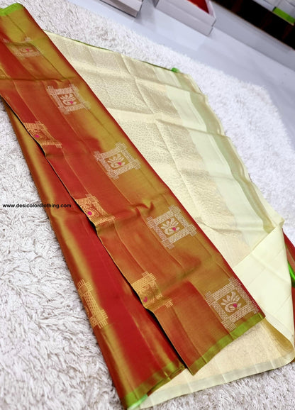 Kanchipuram Handwoven High Quality Lite Weight Soft Silk Sarees
