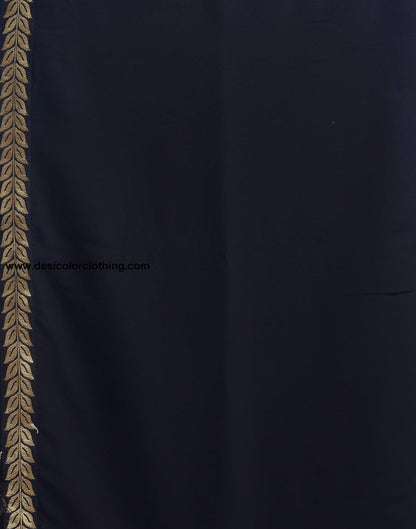Black Plain Georgette Saree