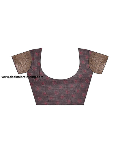 Brown Silk Printed Saree