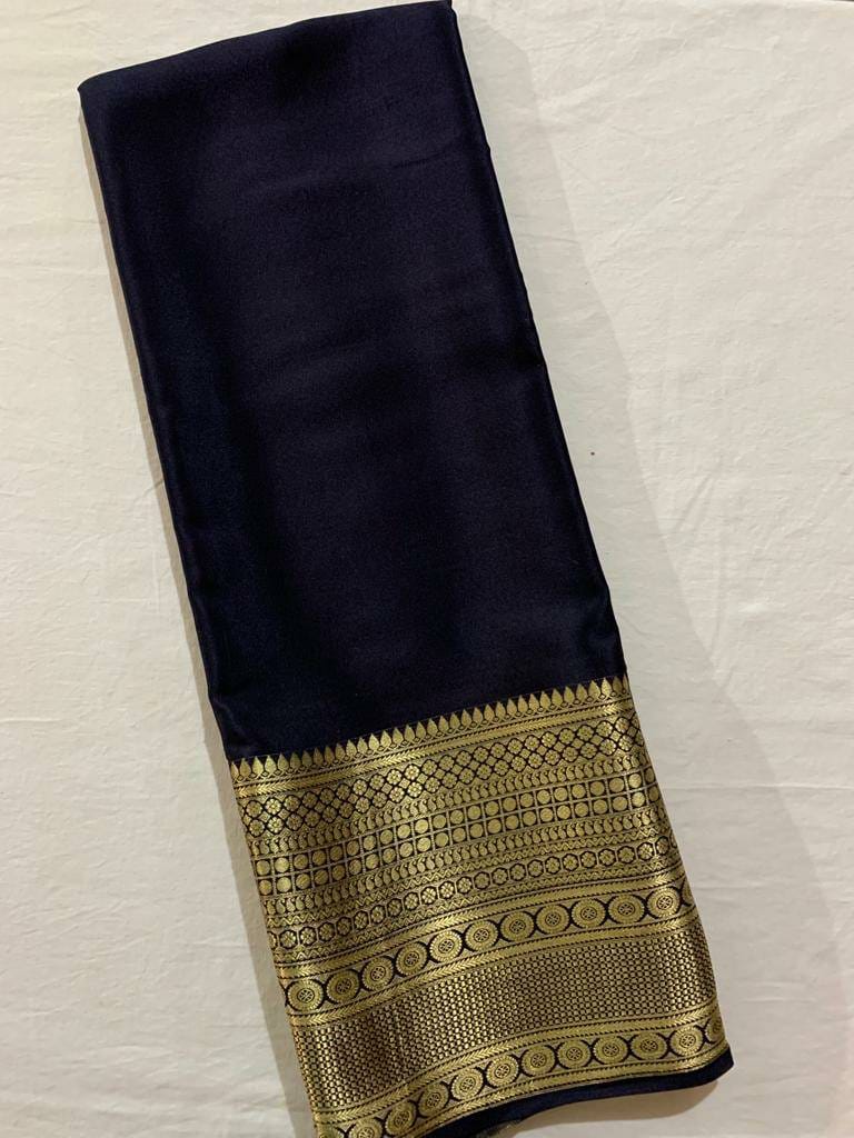 Product Image - Exquisite Semi-Mysore Silk Saree with Gold Border