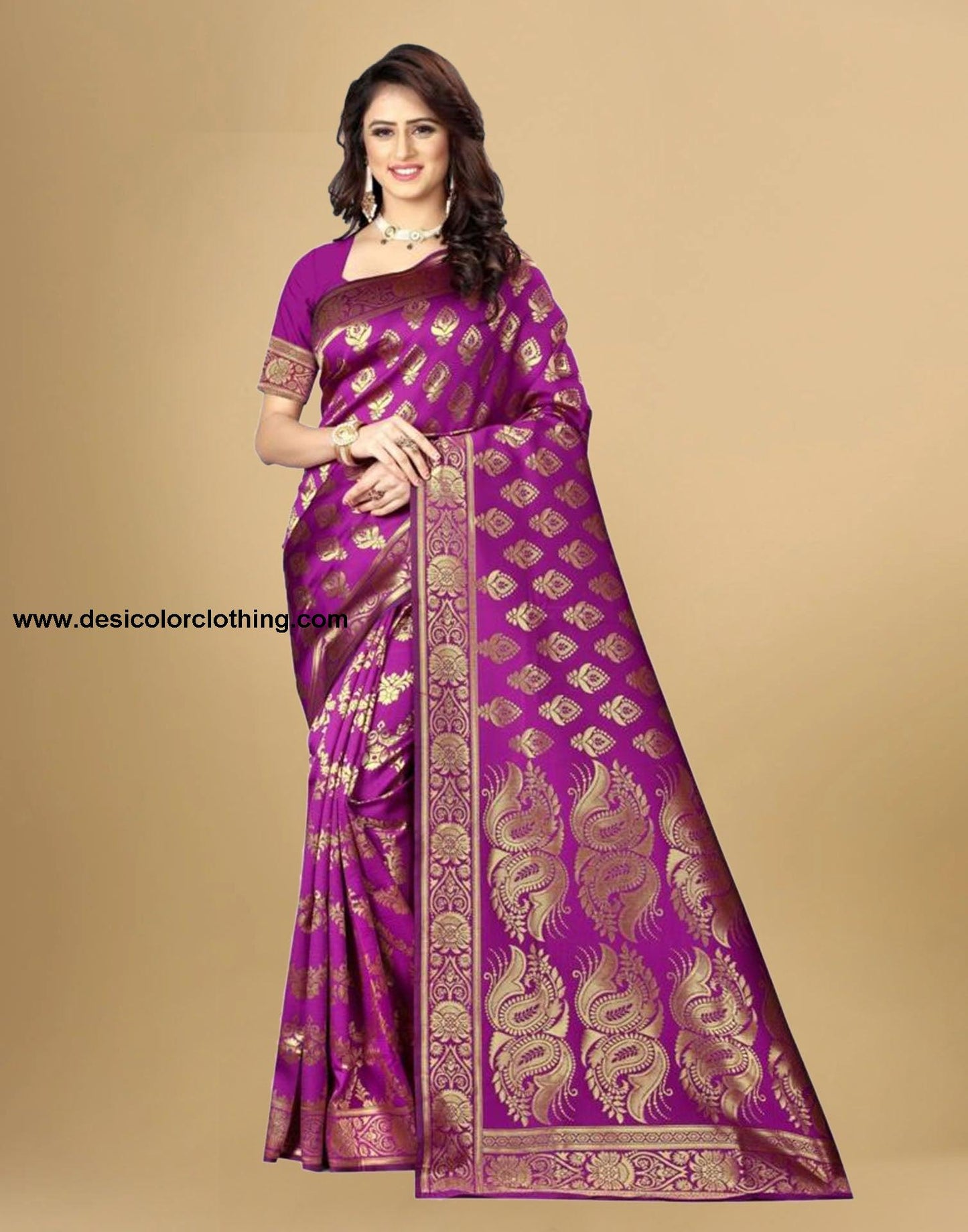 Purple Jacquard Banarasi Silk Saree