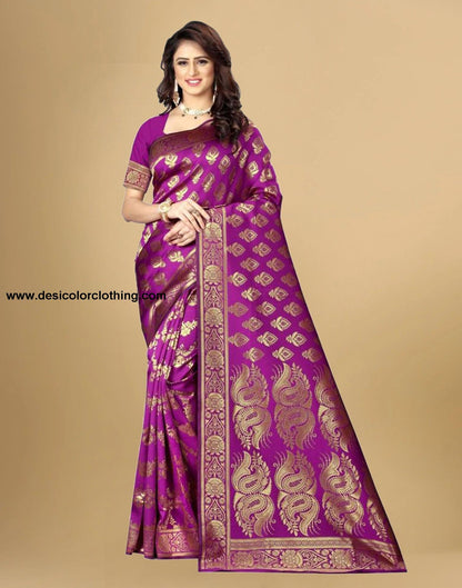 Purple Jacquard Banarasi Silk Saree