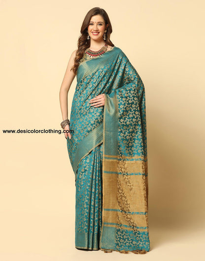 Rama Green Banarasi Silk Saree
