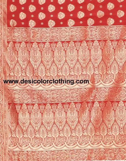 Red Jacquard Banarasi Silk Saree