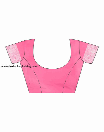 Pink Cotton Plain Saree