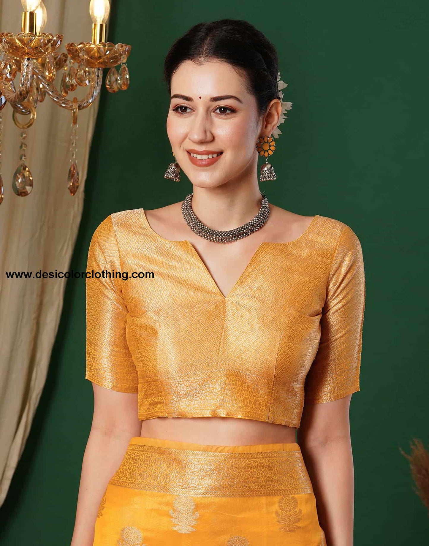 Yellow Banarasi Silk Woven Saree