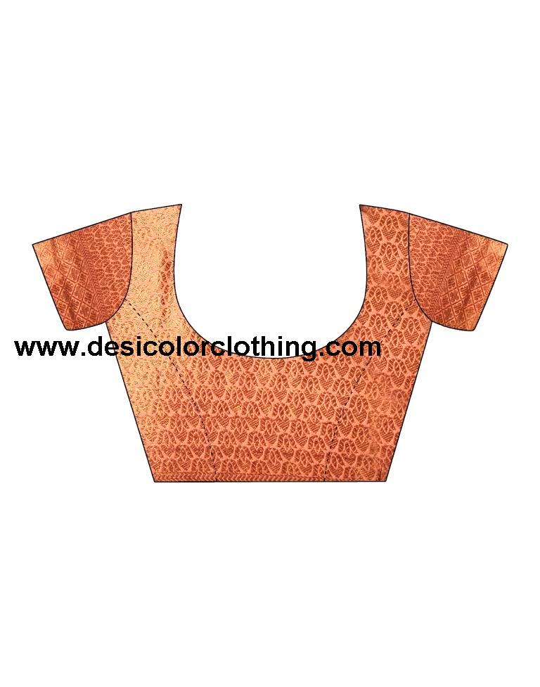 Peach Silk Plain Saree