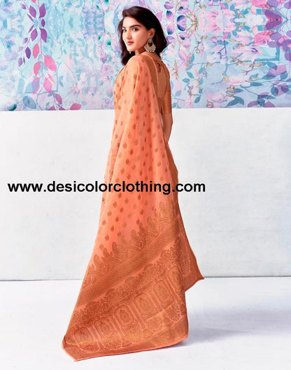 Peach Silk Plain Saree