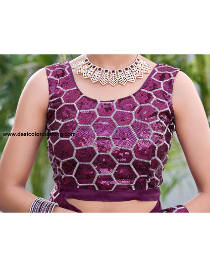 Dark Purple Georgette Sequence Saree