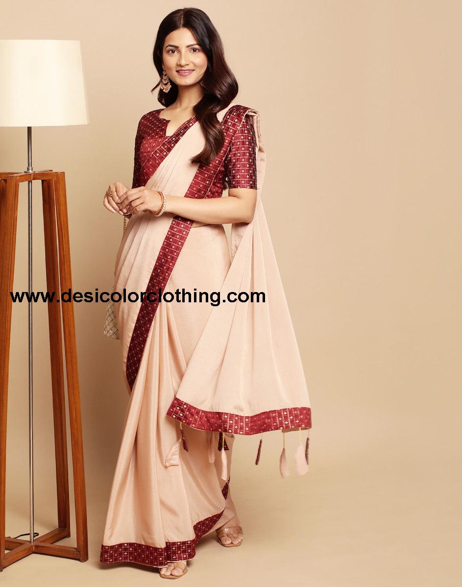 Beige Banarasi Chiffon Saree