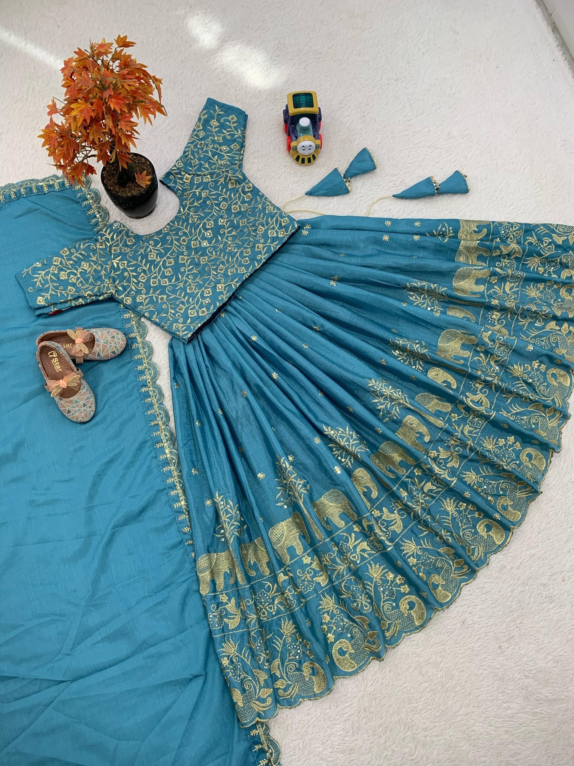 Product Image - Designer Embroidered Lahenga with Dupatta for Festive Wear