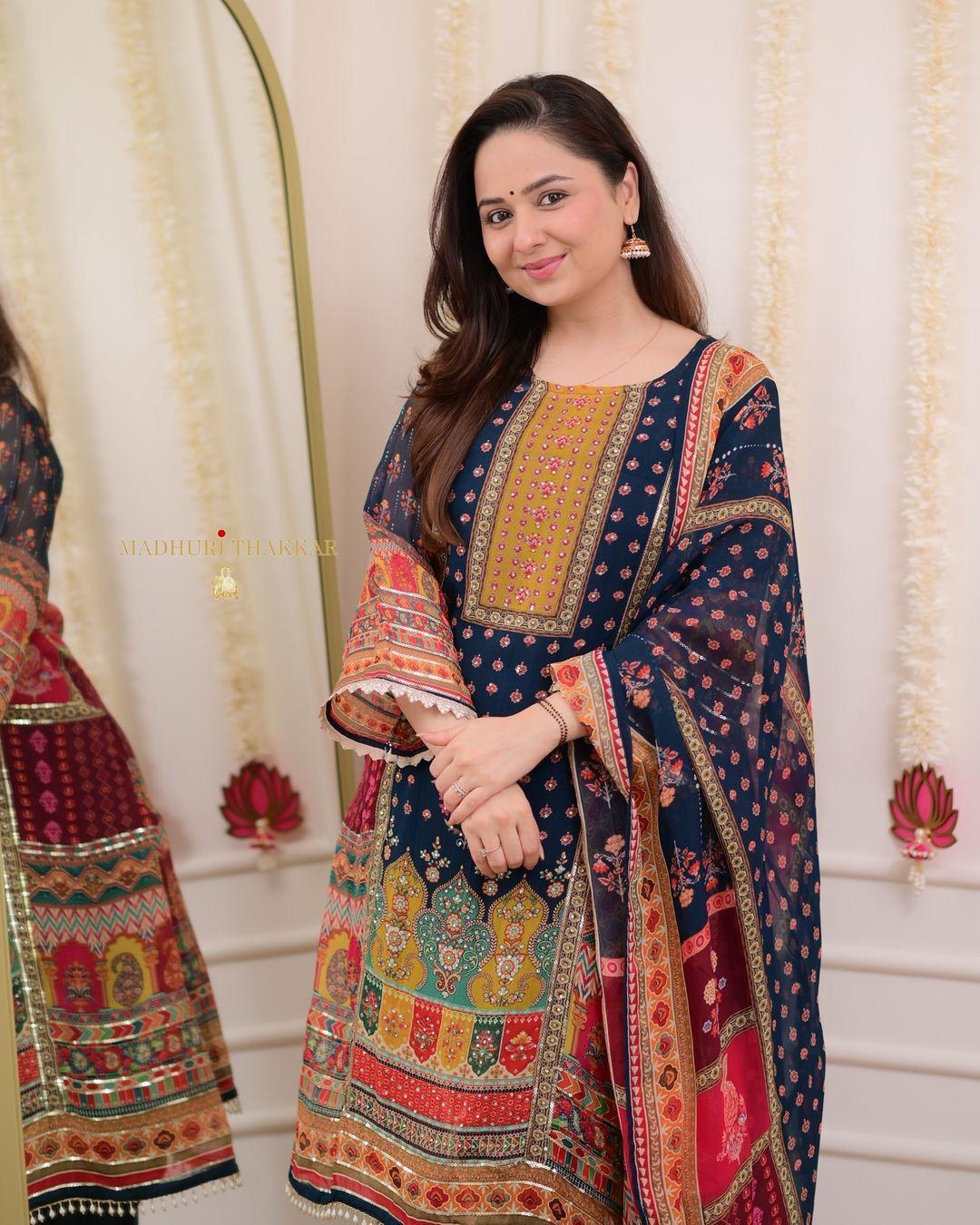 Product Image - Premium Chinnon Suit Set with Hand Embroidery and Digital Print Dupatta