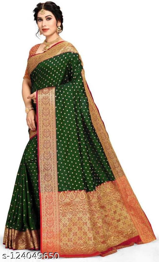 Product Image - Elegant Green Banarasi Silk Saree - 3