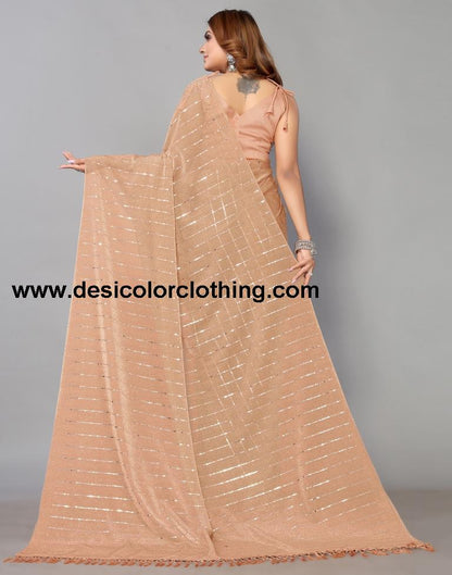 Peach Printed Saree